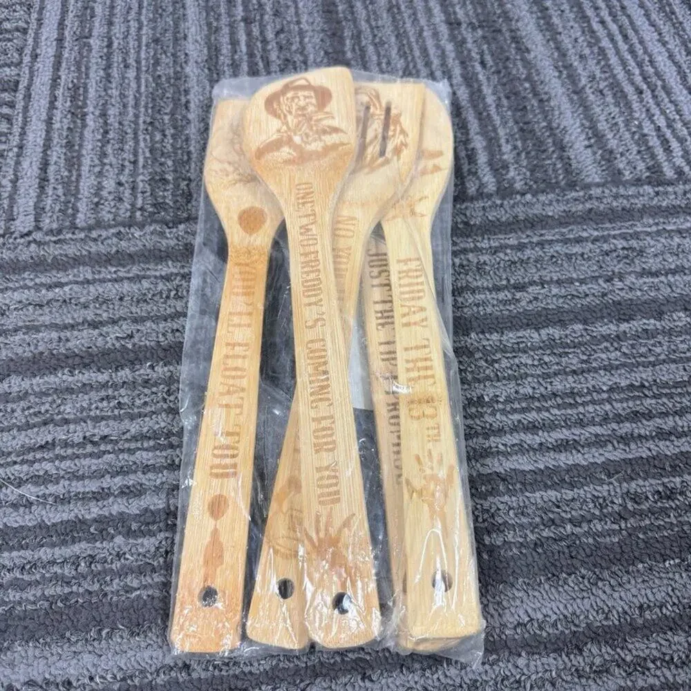 Horror Movie Wooden Spoon Set – Michael Myers, Jason, Freddy Krueger, Ghostface
